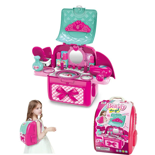 Wholesale Funny Princess Dress up Games Makeup Backpack Set Pretend Play Toy for Kids Girls