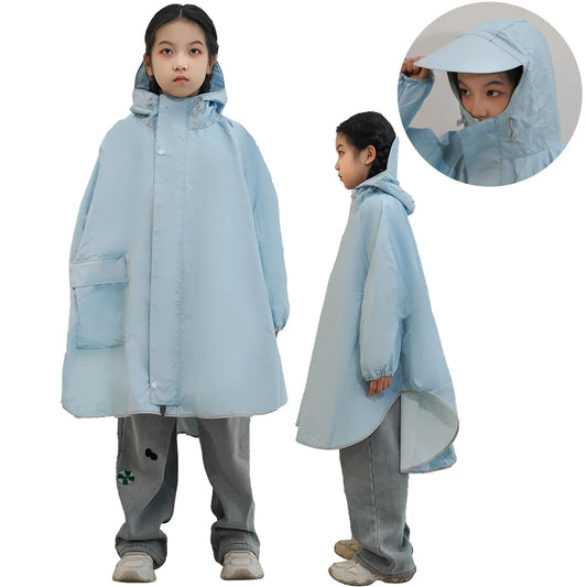 Cheap Wholesale Children's Waterproof School Raincoat With Backpack Bag Cover Rainwear for School Rain and Camping