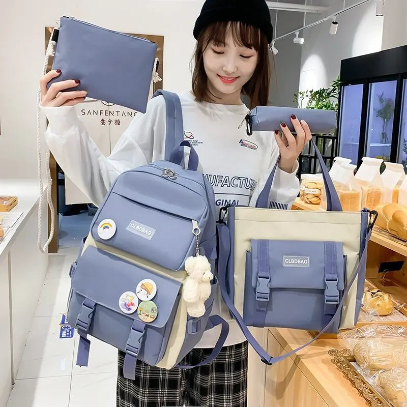 Wholesale Custom 4 in 1 Cheap School Bags Outdoor Travel Waterproof Kids Backpacks Set Casual Sports Backpacks for Girls