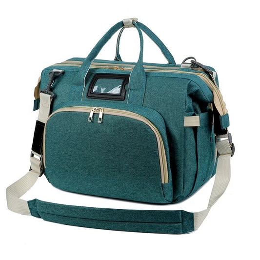 2025 Portable Foldable Large Capacity Crib Mummy Diaper Backpack Multi-Function Newborn Outdoors Travel Bag Zipper Polyester
