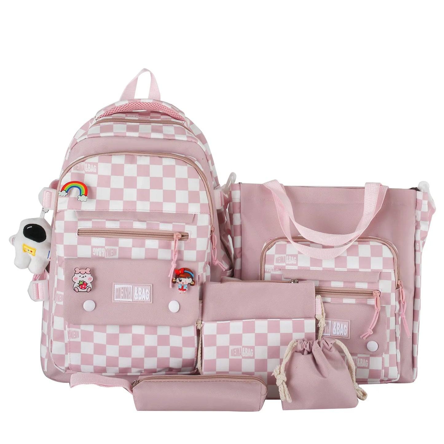 Custom 5-Piece School and Lunch Bag Set Waterproof Boys & Girls Backpack for Kids