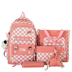 Custom 5-Piece School and Lunch Bag Set Waterproof Boys & Girls Backpack for Kids