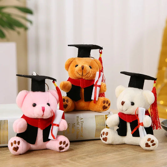 12m Cute Teddy Bear Plush Keychain Soft Doctor Teddy Bear Backpack Pendant Student Graduation Souvenir Graduation Gifts for Kid
