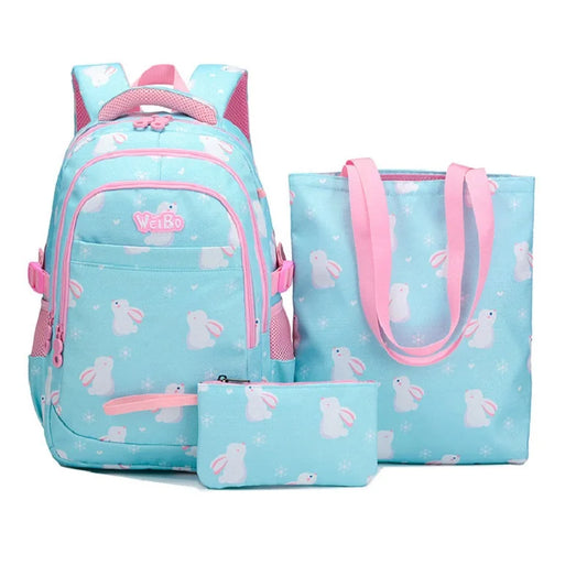 2024 Printed Backpack Student Lightweight School Bag Three Piece Set Large Capacity Leisure Travel Backpack