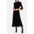 Customized High Quality Black Mid Half Sleeve Diamante Dress Lace Ruffle Velvet Women Maxi Dress