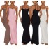 Hot Selling Black Solid Cami Bodycon Long Maxi Slip Dress Women Lounge Wear Casual Dresses