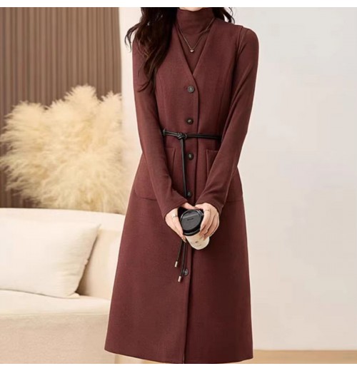 Women's Long-Sleeved Two-Piece Vest Dress for Autumn and Winter New Release with Temperament