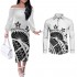 Polynesian Tribal Print black and white clothing couple clothes women Dress Off Shoulder Dress Match Long Sleeve Men Shirts